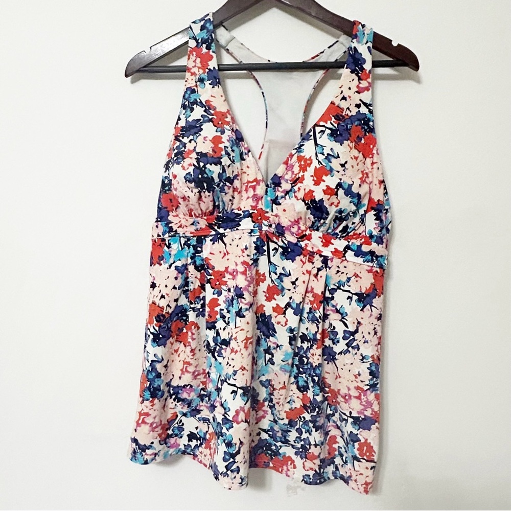Lands End | Woman’s Racer Back Floral Tankini Top Size 14Long